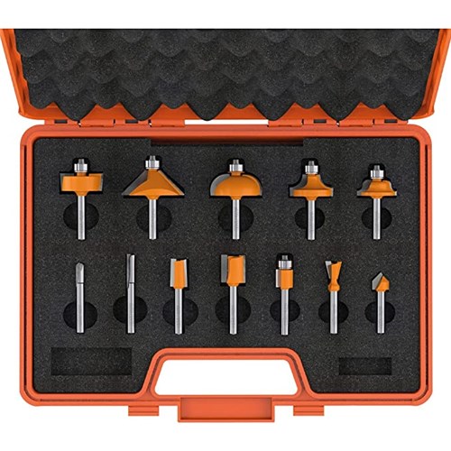 CMT 12 Piece Router Bit Set with Case 1 4 Shanks Carbatec